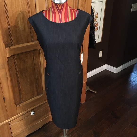 Calvin Klein sheath dress, trimmed seam pockets - Picture 1 of 8